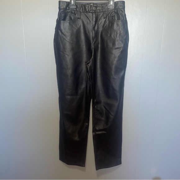 Madewell Faux Leather Black High Waist The Perfect Vintage Straight Jean Size 28 - Picture 4 of 10